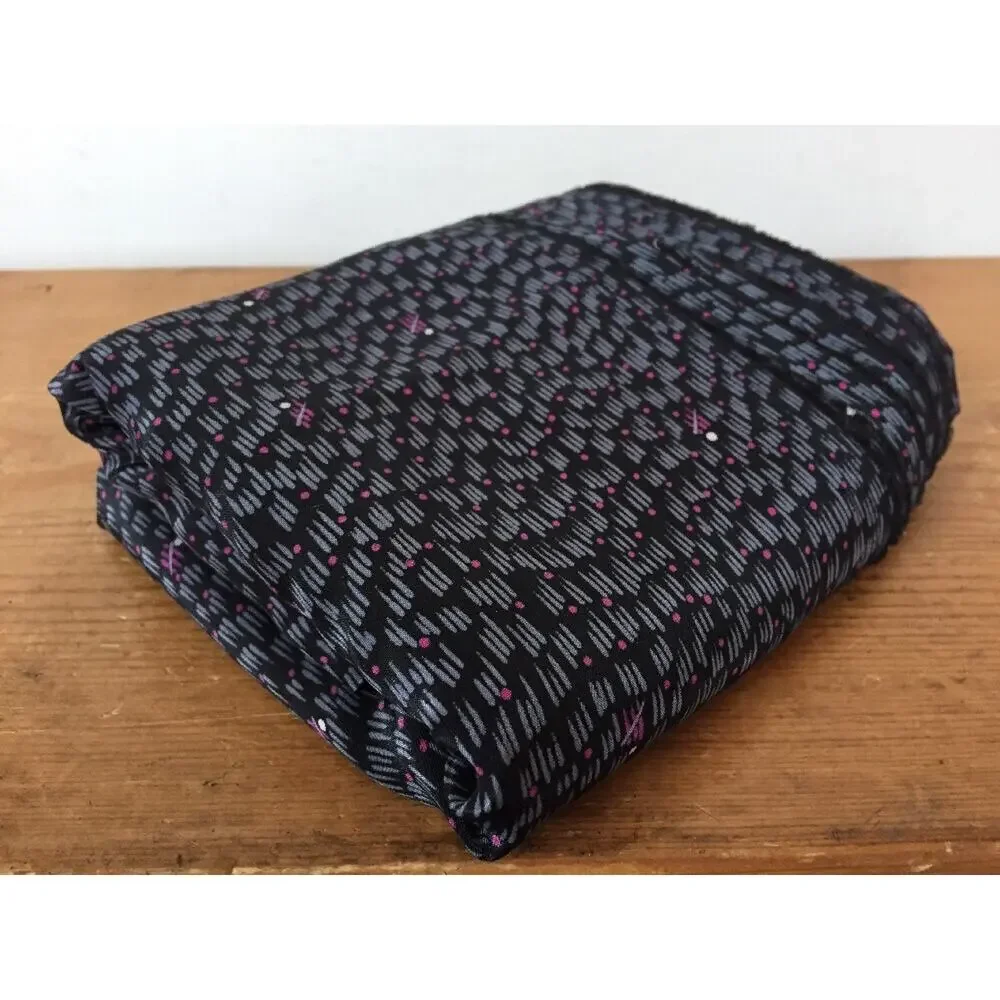 Vtg 80s Silky Polyester Black Silver Pink Abstract Line Dot Vaperwave Fabric 3yd